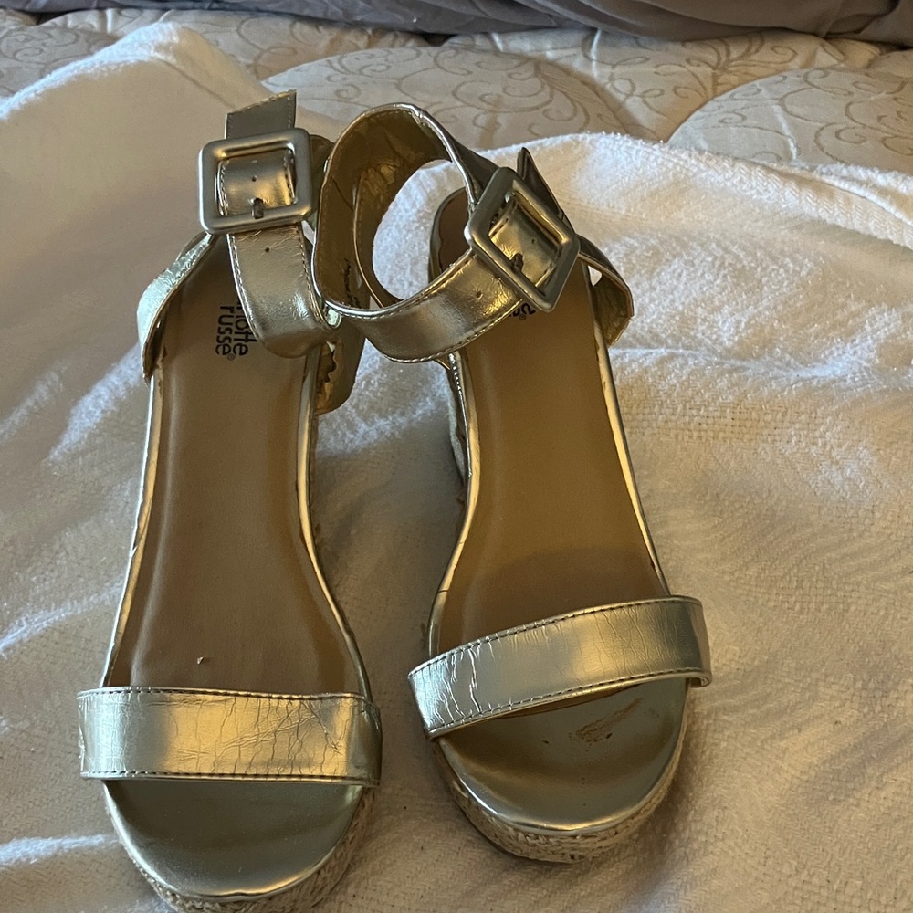Charlotte Russe Gold Espadrille Wedge Sandals